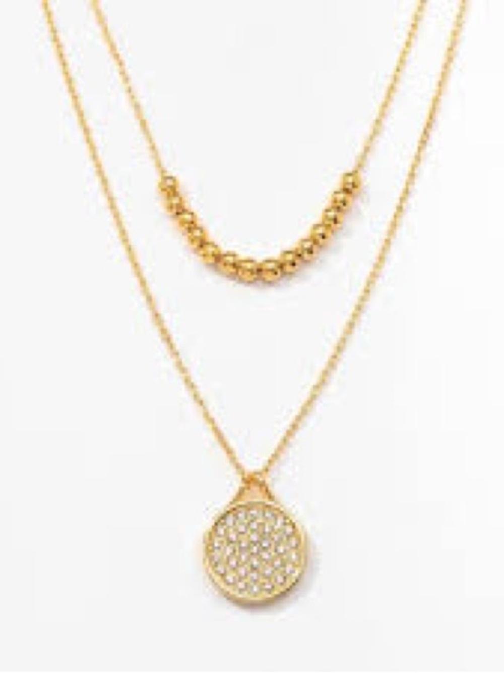 Touchstone Crystal Layered Pendant Necklace with Crystal Disc